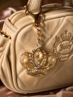Crystal beaded crown bag charm gold tone Y2K vibes. Bag charm only!